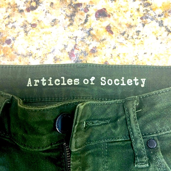 Articles of Society raw hem skinny ankle jeans in olive green size 25 - Picture 3 of 10
